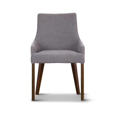 Dining Chair Fabric Seat Solid Acacia Timber Wood Furniture - Grey
