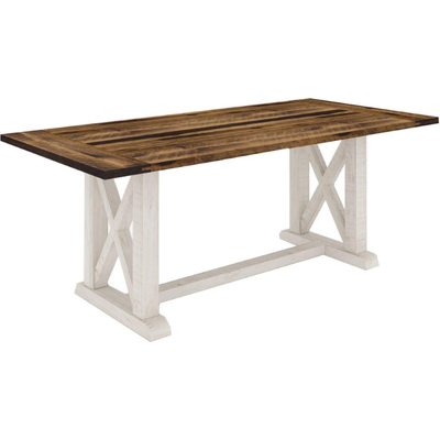 Dining Table 200Cm Solid Acacia Timber Wood Hampton Furniture Brown White