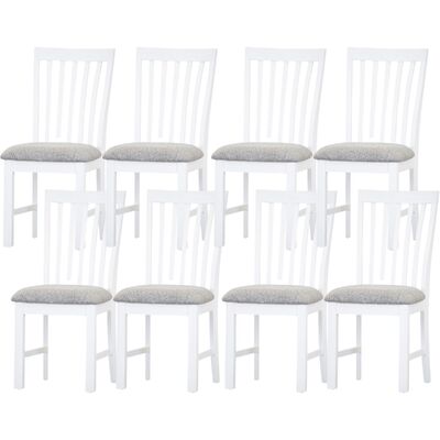 Dining Chair Set Of 8 Solid Acacia Timber Wood Coastal Furniture - White