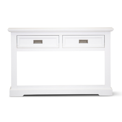 Console Hallway Entry Table 125Cm Solid Acacia Timber Wood Coastal -White