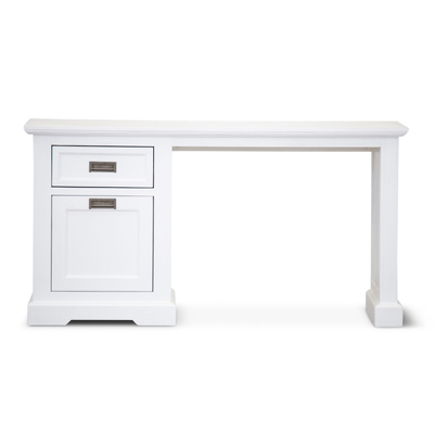 Study Computer Desk 150Cm Office Executive Table Solid Acacia Wood -White