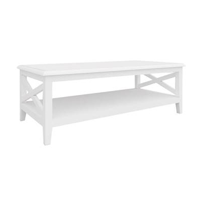 Coffee Table 120Cm Rectangular Solid Acacia Wood Hampton Furniture - White