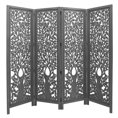 Elegant Dark Grey Shoji Timber Wood Room Divider Screen for Privacy and Style