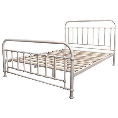 Double Bed Size Metal Frame Platform Mattress Base - White