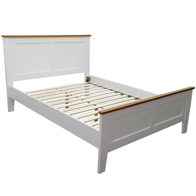 Bed Frame Queen Size Mattress Base Solid Rubber Timber Wood - White