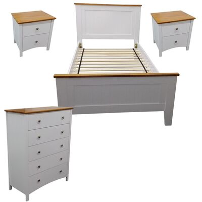 4Pc King Single Bed Suite Bedside Tallboy Bedroom Furniture Package -Wht