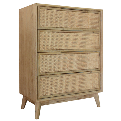 Tallboy 4 Chest Of Drawers Solid Acacia Wood Storage Cabinet - Brown