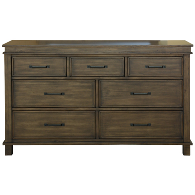 Dresser 7 Chest Of Drawers Solid Wood Tallboy Storage Cabinet - Rustic Grey
