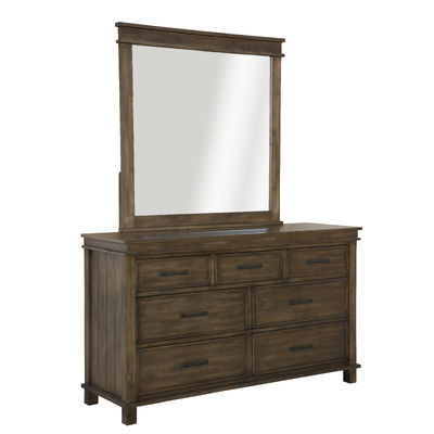 Dresser Mirror 7 Chest Of Drawers Tallboy Storage Cabinet - Rustic Grey