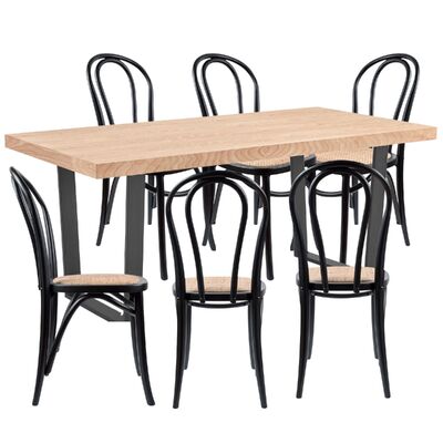 Elegant 7-Piece 180cm Dining Table Set with Arched Back Chairs in Elm Timber Wood