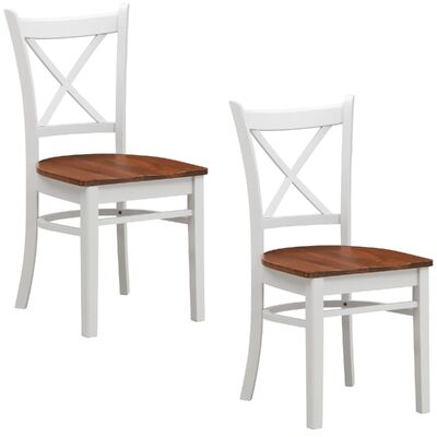 Elegant White Oak Dining Chair Set - Crossback Design - Solid Rubber Wood