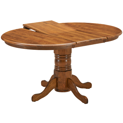 Extendable Dining Table 150Cm Pedestral Stand Solid Rubber Wood - Walnut