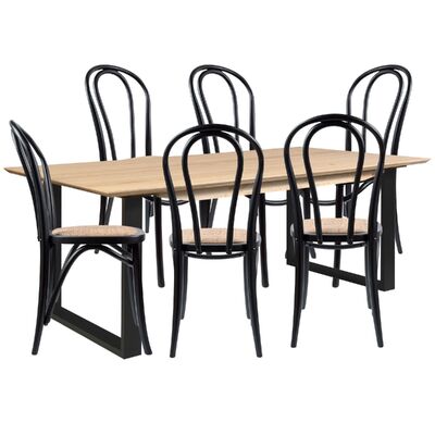 Elegant 7-Piece Dining Table Set: Solid Messmate Timber with Arched Back Chairs