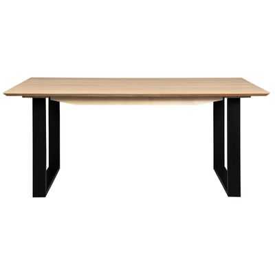 Dining Table 180Cm Solid Messmate Timber Wood Black Metal Leg - Natural