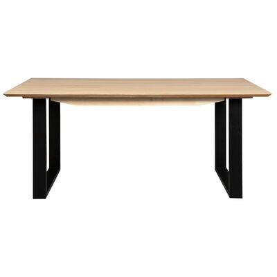 Dining Table: 180cm Solid Messmate Timber Wood and Black Metal Leg - Natural