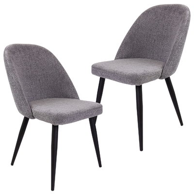 Dining Chair Set Of 2 Fabric Seat With Metal Frame - Fog