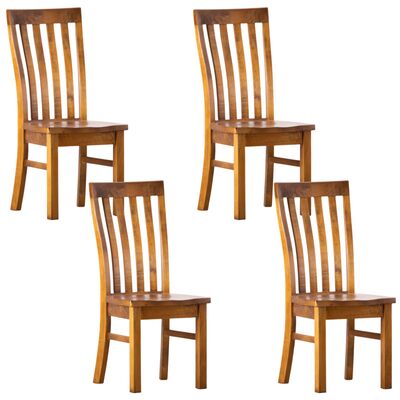 Dining Chair Set Of 4 Solid Pine Timber Wood Seat - Rustic Oak