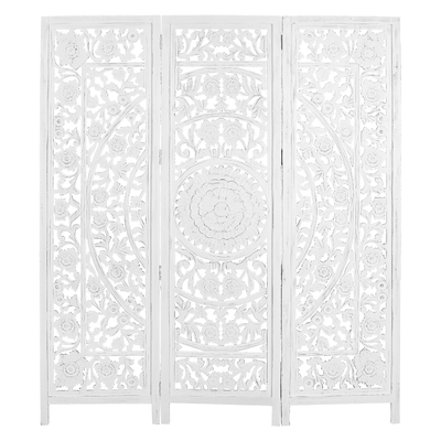 3 Panel Room Divider Screen Privacy Shoji Timber Wood Stand - White