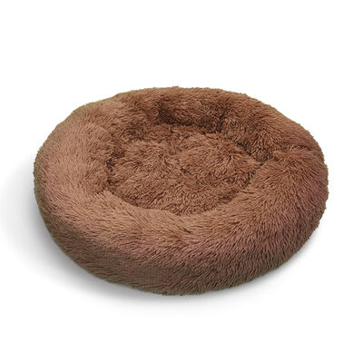 Pet Dog Bedding, Plush Round Comfortable Nest, Coffee, Medium 70Cm