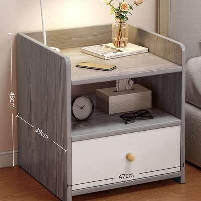 2x bedside table with drawer and shelf modern nightstand bedroom furniture