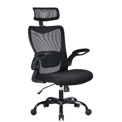 Ergonomic High Back Flipped Armrest Task Chair In Black