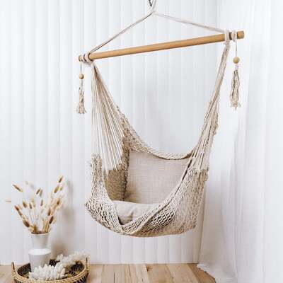 Relax in Style with the Hanging Hammock Chair - Havana Cream