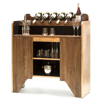 Contemporary Wooden Drinks Cabinet Wine Rack With Bottle Holders