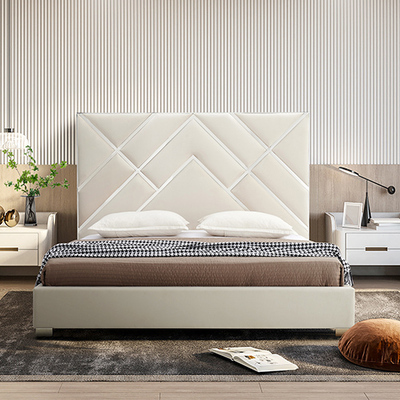 Matrix Bed Frame With Fabric Upholstery And Stainless Steel Feet