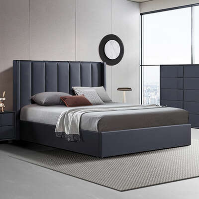 Prado Gas Lift Queen Bed Frame Non-Woven Fabric Mdf Kd Slats Gas