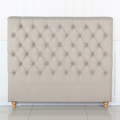 Elegant Beige Upholstered Queen Headboard