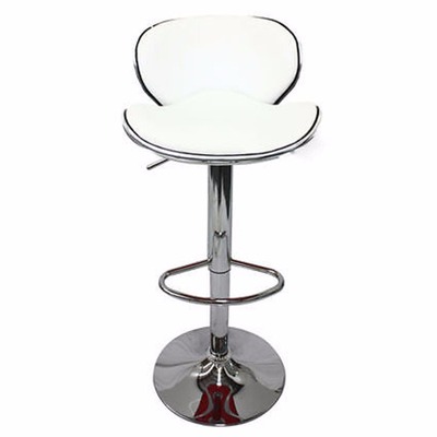 2X WhiteBar Stools Leather Mid High Back Adjustable Crome Base Gas Lift Swivel Chairs