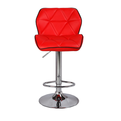 2X Red Bar Stools Leather Mid High Back Adjustable Crome Base Gas Lift Swivel