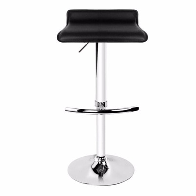 2X Black Bar Stools Leather Low Back Adjustable Crome Base Gas Lift Slim Seat Swivel Chairs
