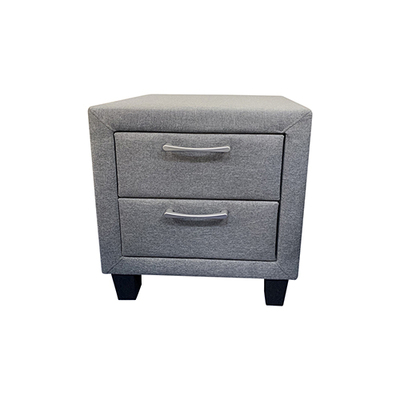 Bedside Table 2 Drawers Night Stand Upholstery Fabric Storage In Light Grey