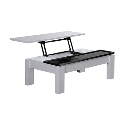 High Gloss Coffee Table With Lift Up Top, Black & White