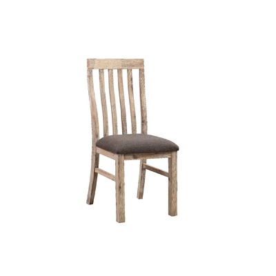 2X Wooden Frame Leatherette In Solid Acacia Wood & Veneer Dining Chairs In Oak