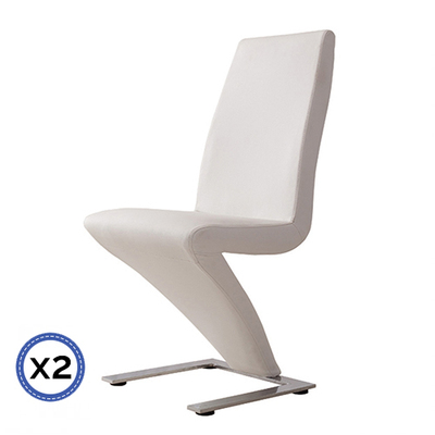 Stylish White Leatherette Dining Chairs - Set of 2