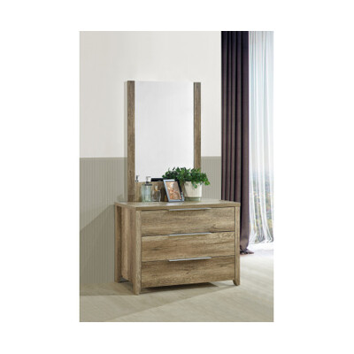Dressing Chest Mirror Makeup Table with 3 Drawers Wood