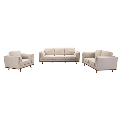 Beige Fabric 3+2 Seater Sofa With Wooden Frame