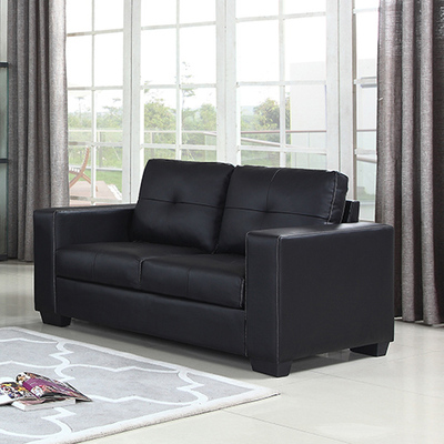 2 Seater PU Leather Sofa-Black