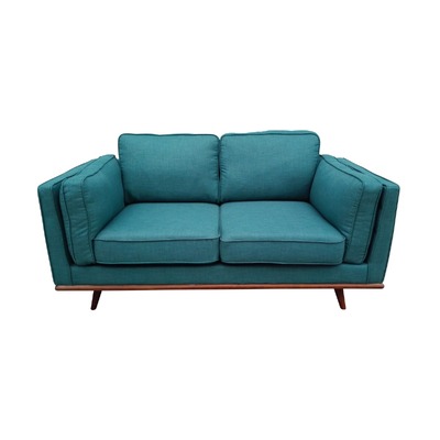 Teal Fabric 2-Seater Sofa With Wooden Frame