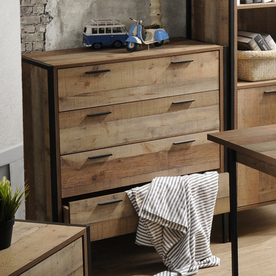 4 Drawers Tallboy Storage Cabinet Oak Colour 