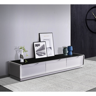 High Gloss Tv Cabinet With 3 Drawers, Black & White