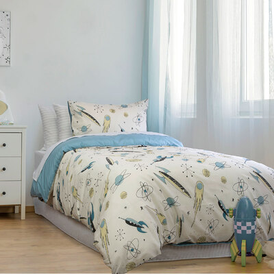 Rocket Boy Chambray Quilt Cover Set Double
