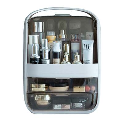 Portable Transparent Cosmetic Dust-proof Storage Box(White)