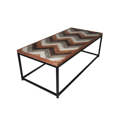 Wooden Coffee Table Contemporary Home Living Room or Office Wooden top Metal Frame 