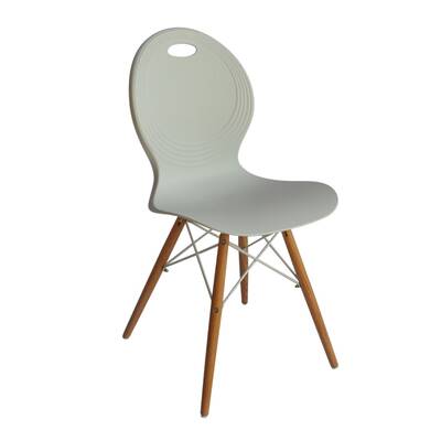 Set of 2 dining chair white with solid natural oak legs