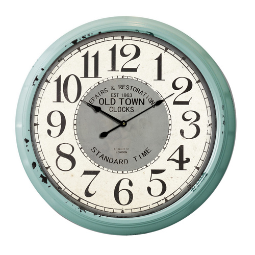 Classical 24'' Big Metal Clock (Blue Frame)