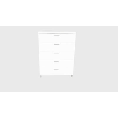 Elisha High Gloss 5 Drawer Tallboy Chest - White