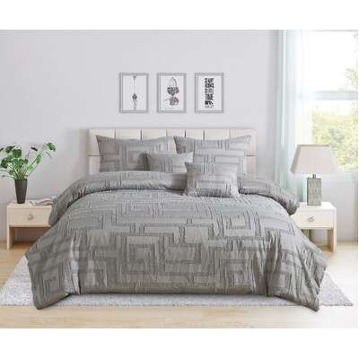Tufted Jacquard Quilt/Doona/Duvet Cover Set - Grey - King Size